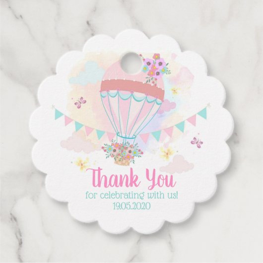 熱気球メッセージカード/ありがとうラベル フェイバータグ (正面)