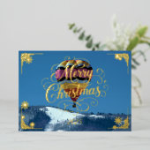 熱気球メリークリスマスと詩の金ゴールド 箔シーズンカード (立ち正面)