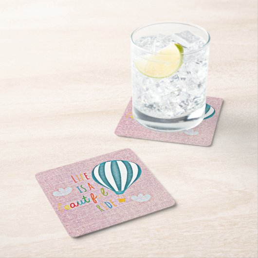 熱気球ライフは美しい乗り物 スクエアペーパーコースター (インサイチュ)