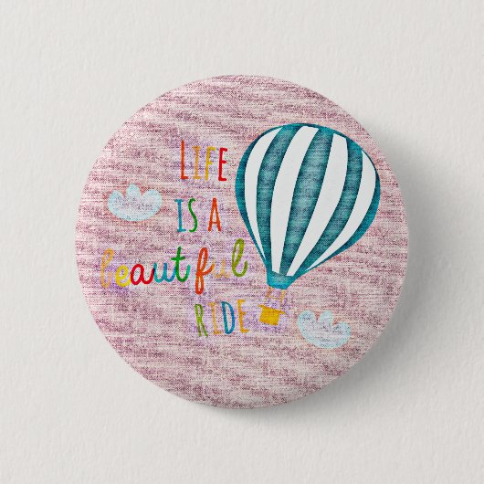 熱気球ライフは美しい乗り物 缶バッジ (正面)