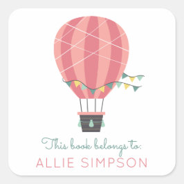 熱気球ライブラリ蔵書票シール スクエアシール