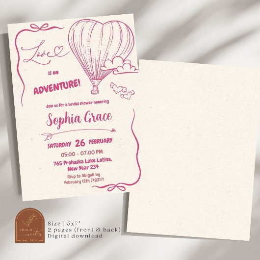 熱気球ラブインザエアブライダルシャワー 招待状