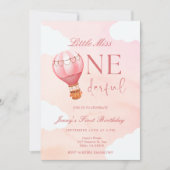 熱気球リトルオ恋しく思ネダーフル1歳の誕生日 招待状 (正面)