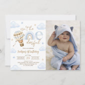 熱気球レインボーボーイ1stバースデーフォト 招待状 (正面)