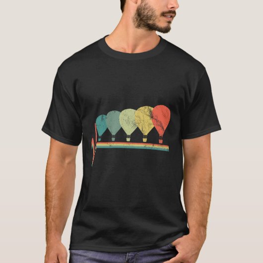 熱気球ヴィンテージフライパイロット飛行機 Tシャツ (正面)