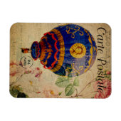 熱気球ヴィンテージフランスの葉書 マグネット (横)