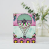 熱気球ヴィンテージフローラ葉書 ポストカード (スタンド正面)