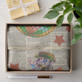 熱気球ヴィンテージ新聞デコページ 薄葉紙 (ギフト)