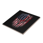 熱気球ヴィンテージUSA国旗 タイル (側面)