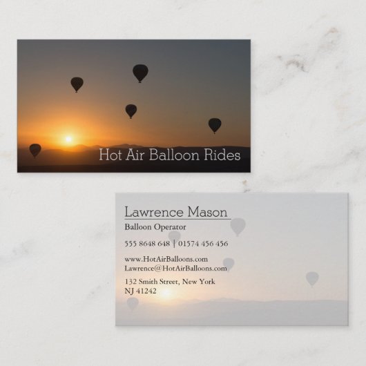 . .熱気球乗り名刺の写真 名刺 (正面/裏面)