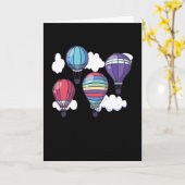 熱気球乗り飛んでいる物 カード (黄色い花)
