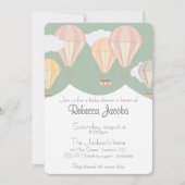 熱気球付き赤ちゃんガーリーシャワー招待状 招待状 (正面)