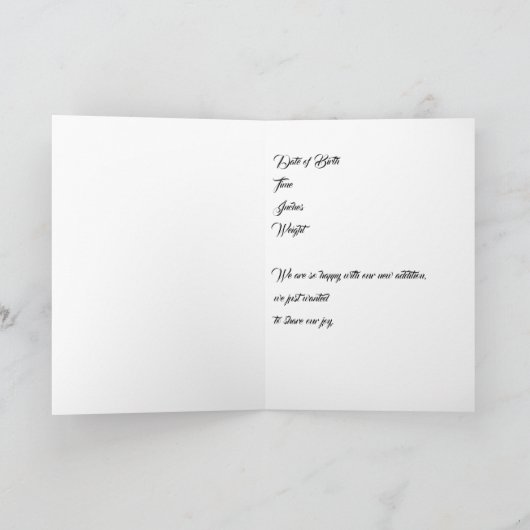 熱気球付新生児女子の誕生 カード (内部)