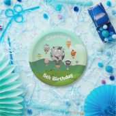 熱気球動物カスタム誕生日 ペーパープレート (パーティー)