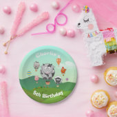 熱気球動物カスタム誕生日 ペーパープレート (パーティー)
