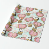熱気球動物バレンタインデー ラッピングペーパー (アンロールド)