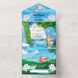 熱気球動物パイロット機少年パーティー オールインワン招待状