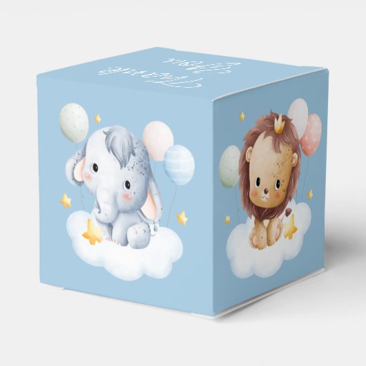 熱気球動物男の赤ちゃん赤ちゃんシャワー フェイバーボックス (裏面サイド)