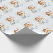 熱気球動物男の赤ちゃん赤ちゃんシャワー ラッピングペーパー (角)