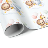 熱気球動物男の赤ちゃん赤ちゃんシャワー ラッピングペーパー (ロールコーナー)