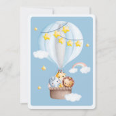 熱気球動物男の赤ちゃん赤ちゃんシャワー 招待状 (正面)