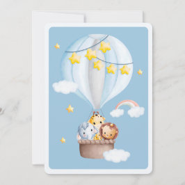 熱気球動物男の赤ちゃん赤ちゃんシャワー 招待状