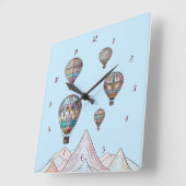 熱気球子供部屋壁時計 スクエア壁時計 (傾斜)
