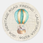 熱気球差出人住所 ラウンドシール (正面)