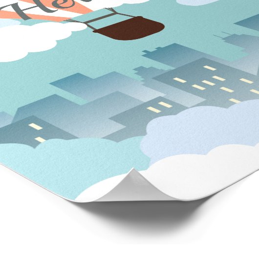 熱気球引用文の背景 ポスター (角)