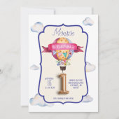 熱気球最初のバースデーパーティ招待状 招待状 (正面)
