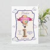 熱気球最初のバースデーパーティ招待状 招待状 (スタンド正面)
