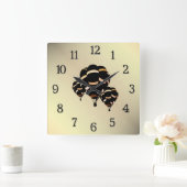 熱気球素朴が黒で見える スクエア壁時計 (ホーム)