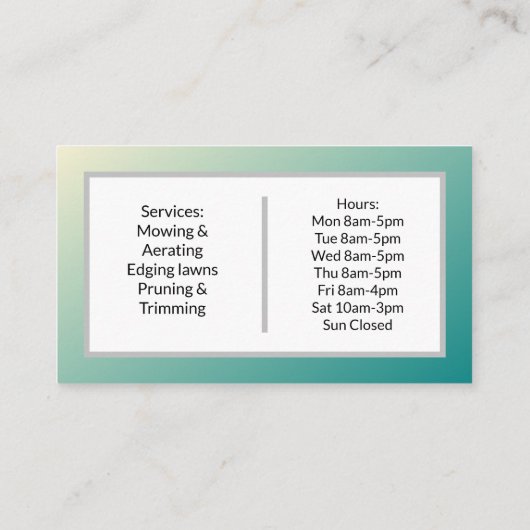 熱気球緑の名グラデーション刺 名刺 (裏面)