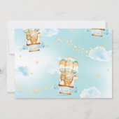 熱気球誕生日かわいい赤ちゃん動物写真 招待状 (裏面)