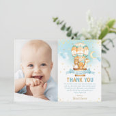 熱気球誕生日ウッドランド動物写真 サンキューカード (スタンド正面)