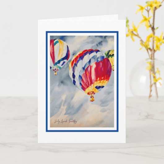 熱気球誕生日カード カード (黄色い花)