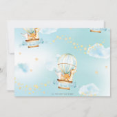 熱気球誕生日ジャングル動物の少年の写真 サンキューカード (裏面)