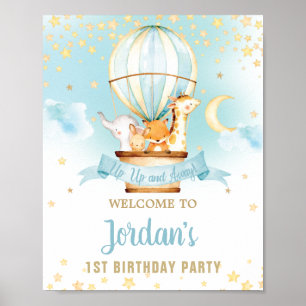 熱気球誕生日ジャングル動物へようこそ ポスター
