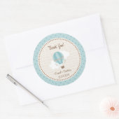 熱気球誕生日ステッカーブルー ラウンドシール (封筒)