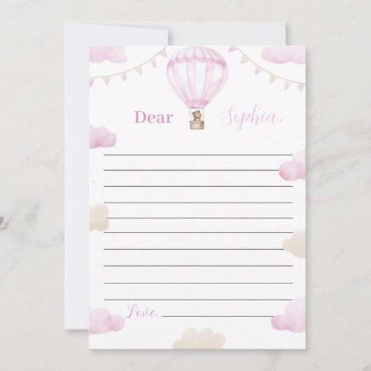 熱気球誕生日タイムカプセルメッセージカード サンキューカード (正面)