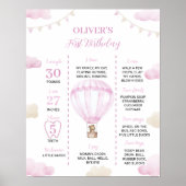 熱気球誕生日マイルストーンサインポスター ポスター (正面)