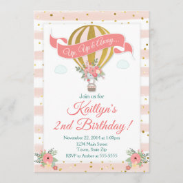 熱気球誕生日招待状、アップ&アッ遠くにプ 招待状