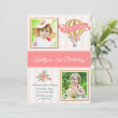 熱気球誕生日招待状、アップ&アッ遠くにプ 招待状 (スタンド正面)