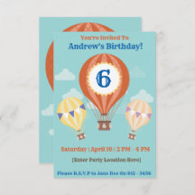 熱気球誕生日招待状