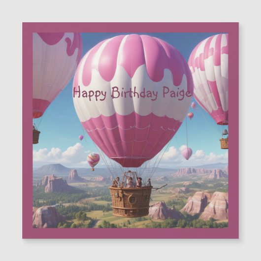 熱気球誕生日磁気カード (正面)