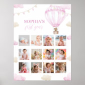 熱気球誕生日12フォトマイルストーンポスター ポスター (正面)