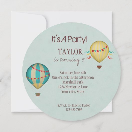 熱気球誕生日 招待状 (裏面)
