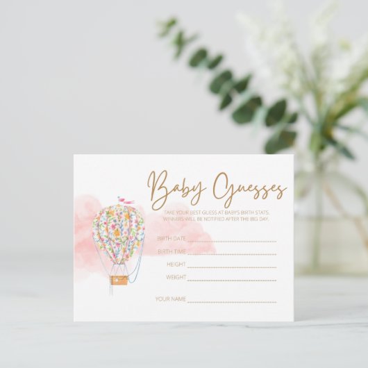 熱気球赤ちゃんシャワー推測用ゲーム葉書 ポストカード (スタンド正面)