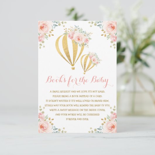熱気球赤面ピンクフローラブックベビー エンクロージャーカード (スタンド正面)