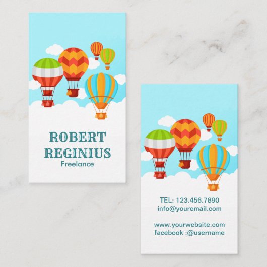 熱気球走行の背景 名刺 (正面/裏面)